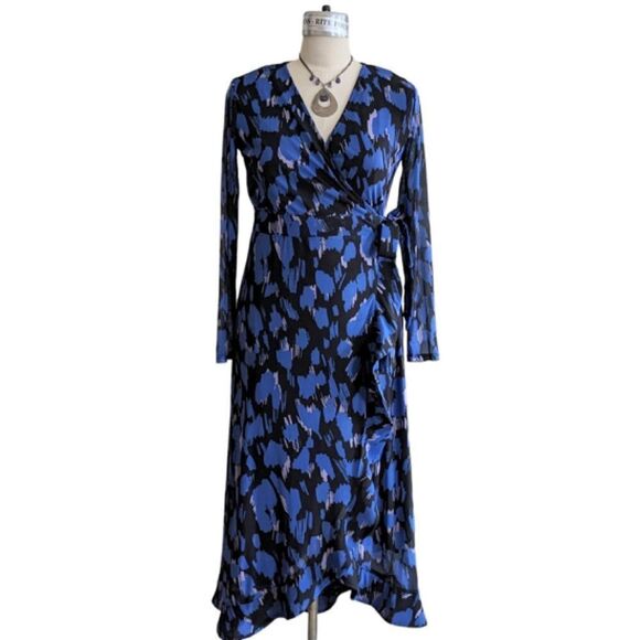 C WONDER by Christian Soriano Mesh ruffle hem dress Blue/Black Sz XLP NWT in pkg - Picture 2 of 10